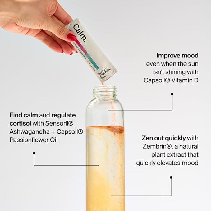 Calm Drink Mix - Relaxation Aid with Magnesium, Ashwagandha, L-Theanine, & Vitamin D - Supports Cortisol Regulation and Mood for Men & Women - Watermelon Lemonade Flavor 14 Sticks