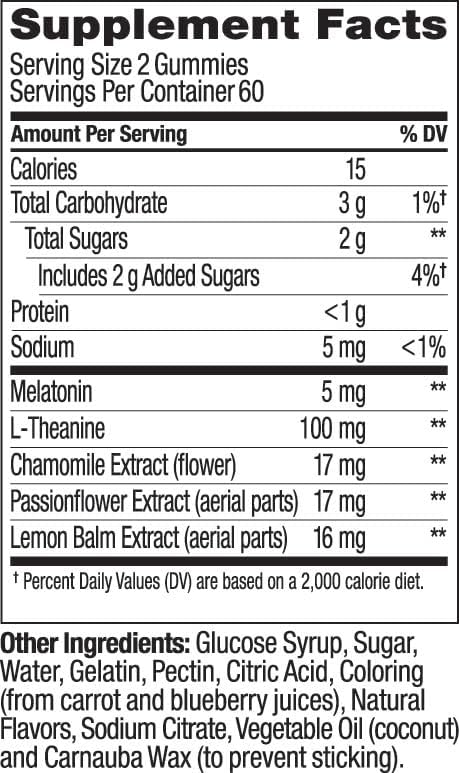 OLLY Extra Strength Sleep Gummy, Occasional Sleep Support, 5 mg Melatonin, L-Theanine, Chamomile, Lemon Balm Extracts, Sleep Aid, BlackBerry Flavor - 120 Count (Packaging May Vary)