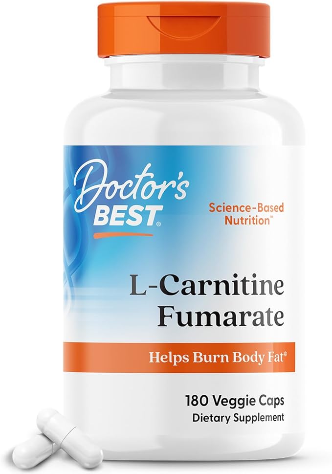Doctor's BEST L-Carnitine Fumarate contains Biosint L-Carnitine Fumarate (500 Mg), Heart Health, Non GMO, Gluten-Free, Vegan, Soy-Free, 180 Veggie Caps