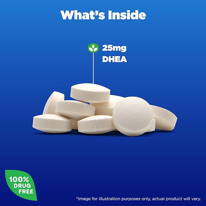 Natrol Mood & Stress DHEA 25mg With Calcium, Dietary Supplement for Balance of Certain Hormone Level and Mood Support, 180 Tablets, 180 Day Supply