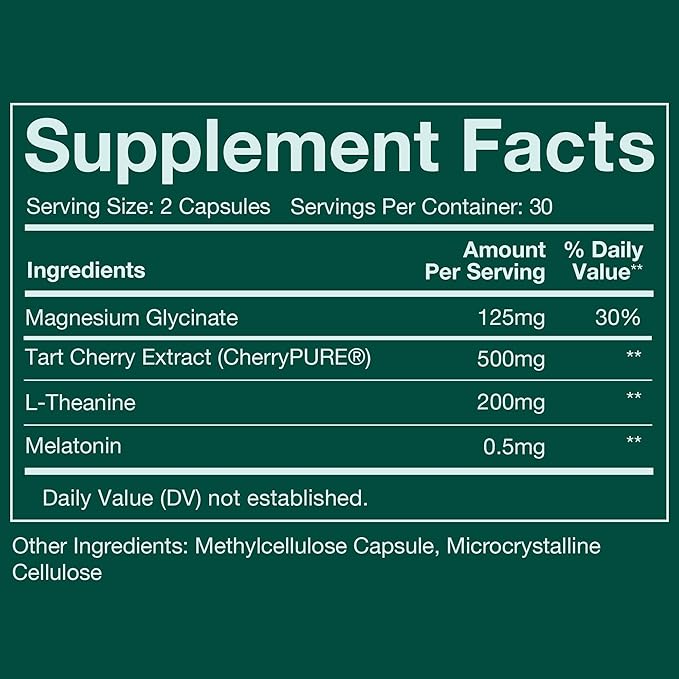 JOYMODE Sleep Aid Supplement for Adults (60 ct) with L Theanine, Melatonin & 125mg Magnesium Glycinate, 500mg Tart Cherry Extract from CherryPURE for Sleep Support