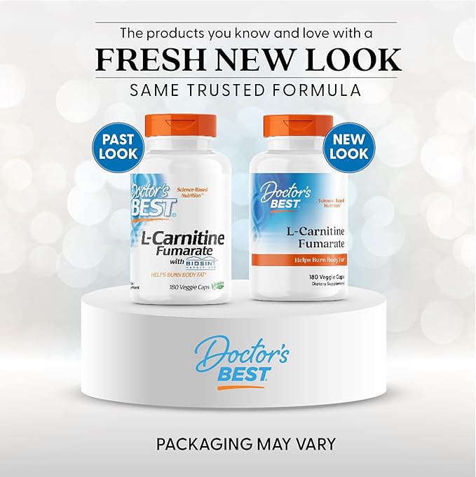 Doctor's BEST L-Carnitine Fumarate contains Biosint L-Carnitine Fumarate (500 Mg), Heart Health, Non GMO, Gluten-Free, Vegan, Soy-Free, 180 Veggie Caps