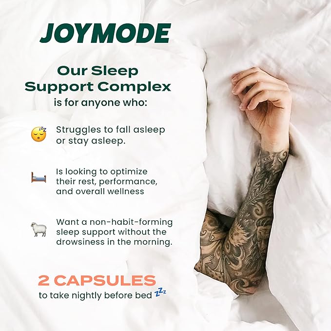 JOYMODE Sleep Aid Supplement for Adults (60 ct) with L Theanine, Melatonin & 125mg Magnesium Glycinate, 500mg Tart Cherry Extract from CherryPURE for Sleep Support