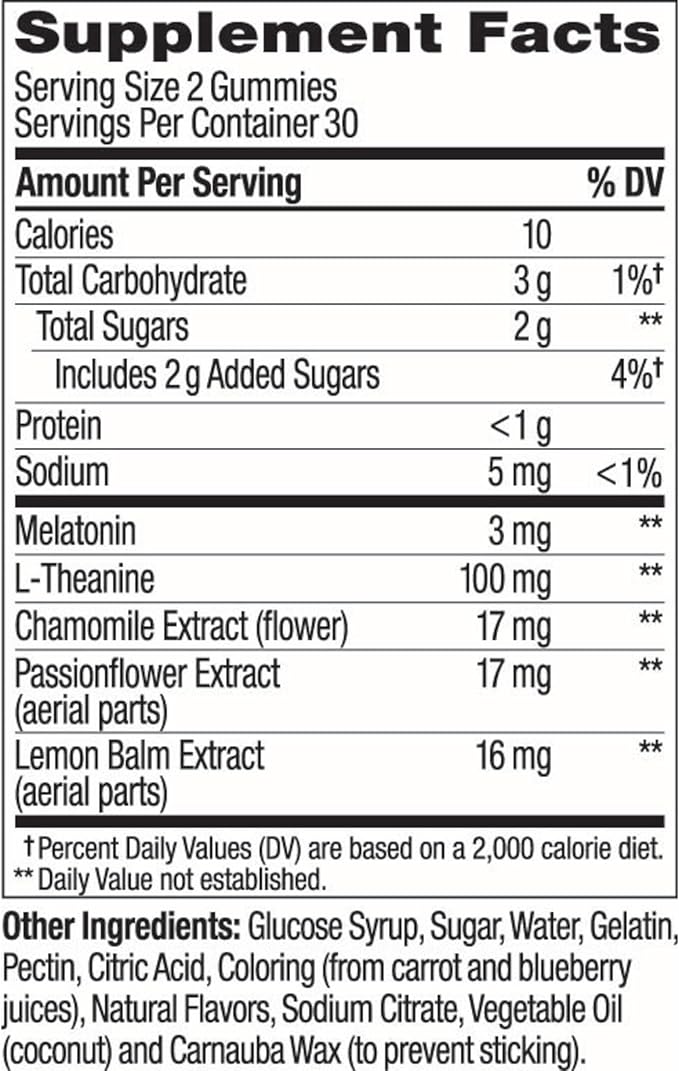 OLLY Sleep Gummy, 3 mg Melatonin, L-Theanine, Chamomile, and Lemon Balm Extracts, Blackberry Flavor, 30 Day Supply - 60 Count (Packaging May Vary)