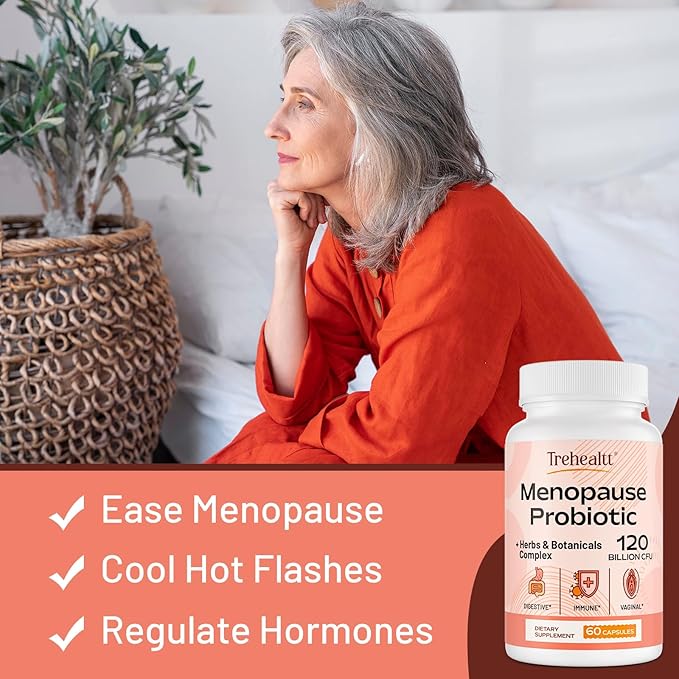 Menopause supplements for women, 120 Billion CFU Probiotic, 13-in-1 Herbs & Botanicals Complex, for Hormone Menopause, Hot Flashes, Night Sweats, Mood Swings, Sleep Disturbances, Vegan, 240 Capsules