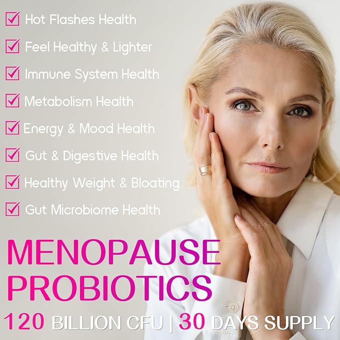 Menopause Supplements for Women, 120 Billion CFUs Probiotics for Women, 13-in-1 Herbs & Botanicals Complex, for Hormone Menopause, Hot Flashes, Night Sweats, Mood Swings, Sleep Disturbances - 60 Caps