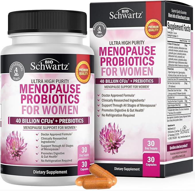 Menopause Supplements for Women - 40 Billion CFU Menopause Probiotics for Women - Menopause Support for Hot Flashes Night Sweats Mood Swings and Hormone Balance - Non-GMO, 30 Count, 30 Servings