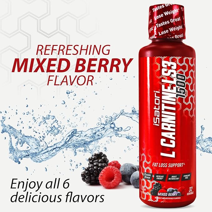 iSatori L-Carnitine LS3 1500, Liquid L-Carnitine with Acetyl L-Carnitine, L-Carnitine L-Tartrate, Stimulant Free Energy, No Calories, Sugar, Gluten, Keto-Friendly, Mixed Berry Flavor (32 Servings)