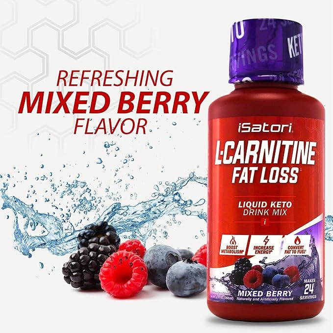 iSatori L-Carnitine 1500, Liquid L-Carnitine with Acetyl L-Carnitine, L-Carnitine L-Tartrate, Stimulant Free Energy, No Calories, Sugar, Gluten, Keto-Friendly, Mixed Berry Flavor (24 Servings)