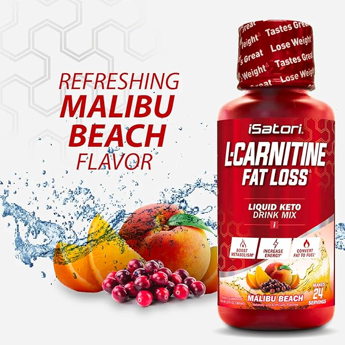 iSatori L-Carnitine 1500, Liquid L-Carnitine with Acetyl L-Carnitine, L-Carnitine L-Tartrate, Stimulant Free Energy, No Calories, Sugar, Gluten, Keto-Friendly, Malibu Beach Flavor (24 Servings)