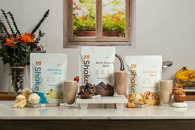 310 Nutrition – All-In-One Meal Replacement Shake - New Formula with Fiber Rich Vegan Superfood Blend - Natural Sweeteners - Low Carb Shake, Keto & Paleo Friendly - Gluten Free - 26 Essential Vitamins & Minerals - Triple Flavor Pack
