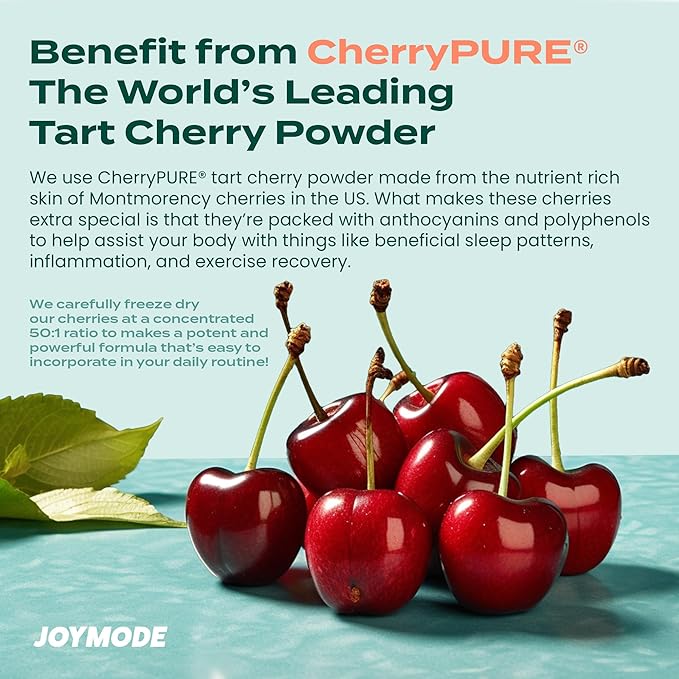 JOYMODE Sleep Aid Supplement for Adults (60 ct) with L Theanine, Melatonin & 125mg Magnesium Glycinate, 500mg Tart Cherry Extract from CherryPURE for Sleep Support