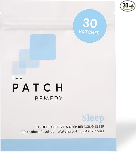 The Patch Remedy Original Sleep Patches - 30 Topical Sleep Support Patches with Valerian Root Extract, Passionflower, Hops, Magnesium Glycinate Transdermal Skin Stickers