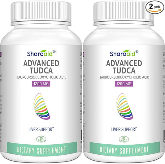 TUDCA Liver Support Supplements 1200 mg-Third Party Tested-Bile Salts for Liver Detox Cleanse-High Strength Formula-Vegan Capsules for Liver,Gallbladder,Kidney Health,2 Bottle-120 Capsules