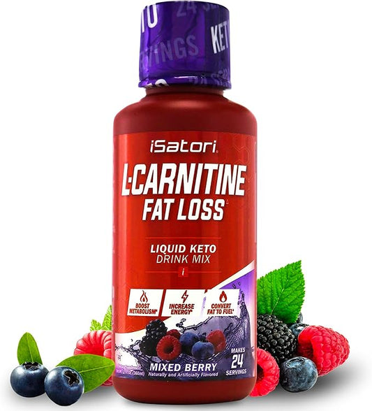 iSatori L-Carnitine 1500, Liquid L-Carnitine with Acetyl L-Carnitine, L-Carnitine L-Tartrate, Stimulant Free Energy, No Calories, Sugar, Gluten, Keto-Friendly, Mixed Berry Flavor (24 Servings)