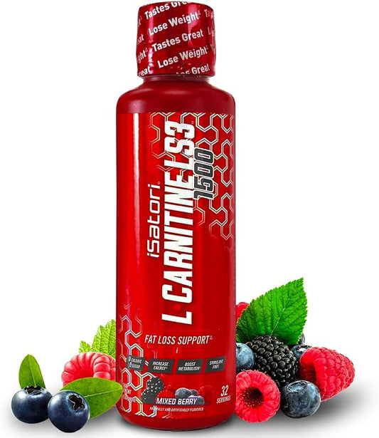iSatori L-Carnitine LS3 1500, Liquid L-Carnitine with Acetyl L-Carnitine, L-Carnitine L-Tartrate, Stimulant Free Energy, No Calories, Sugar, Gluten, Keto-Friendly, Mixed Berry Flavor (32 Servings)