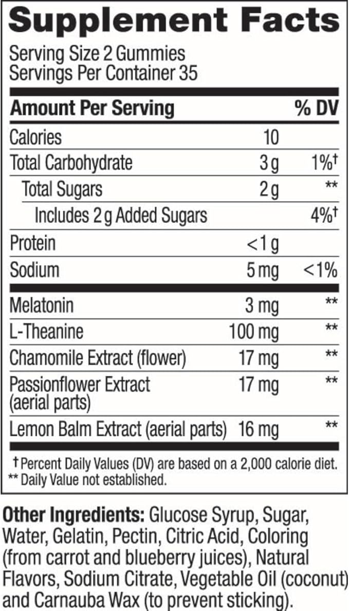 OLLY Sleep Gummy, Occasional Sleep Support, 3 mg Melatonin, L-Theanine, Chamomile, Lemon Balm, Sleep Aid, Blackberry - 70 Count