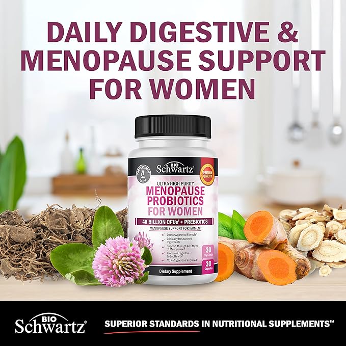 Menopause Supplements for Women - 40 Billion CFU Menopause Probiotics for Women - Menopause Support for Hot Flashes Night Sweats Mood Swings and Hormone Balance - Non-GMO, 30 Count, 30 Servings